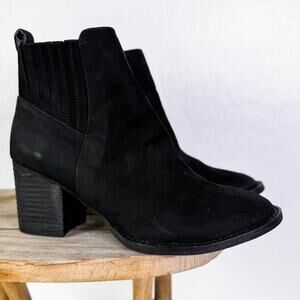Blondo Noa Nubuck Leather Waterproof Heeled Ankle Boots Booties Black Sz 7M